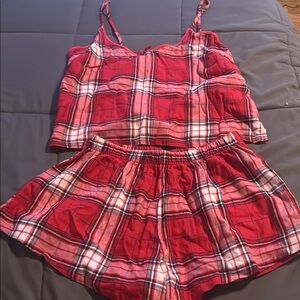 Red Plaid Tank and Shorts Set